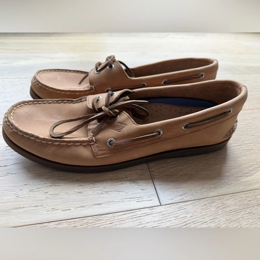 Sperry Authentic Original Sahara Boat Shoes Men’s 10 Leather Brown Deck Shoes - Picture 1 of 6